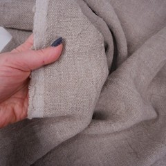 HEAVY Pure 100% LINEN – Natural Fabric 350gsm European flax – WASHED WIDE