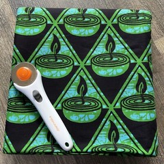 Vintage Candle Burning Green Blue Black Cotton Fabric African Vibe 4 yards x 42″
