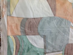 Abstract print cotton fabric by the yard pastel peach blue yellow green designer