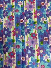 Fabric Lot 3 Yds 33 Ins 44 W “Mod Lilac Daisy Dance” Tutti Fruitti Purple Blue