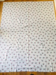 White Check Prink Floral Vintage Cotton Fabric 1.5 Yard