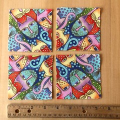 Laurel Burch kaleidoscope cats precut sixteen 3.5″ squares to form 4 6″ blocks