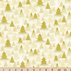 Holiday Cream Metallic Packed Trees CM3624 Cream Cotton Half yd continuous cuts