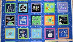 Lift Off Space Galaxy Astronuat Planets Rocket Shuttle Fabric Panel 23″ #12601