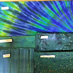 Lot of 7 Fabric All Different Assorted Size Pieces Watercolor Colorful Tie Dye
