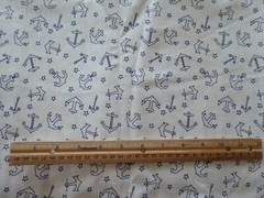 BTY Whimsy Navy Blue Anchors on Cream Nautical Boat Sailor Quilt Cotton Fabric