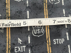 Route 66 Road Map Travel Gray Cotton Fabric Whistler Studios for Winham 1.5 yds