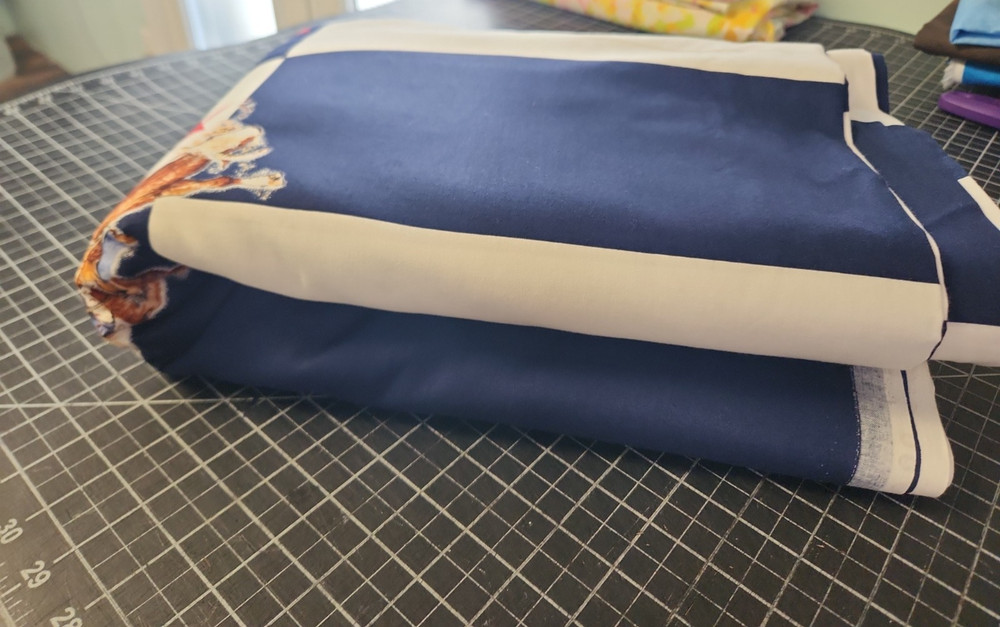 9 YARDS Uncut 100 Cotton Fabric Rodeo Blue/White Stripe Bull Riding quilt clothe