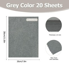 20 PCS Grey 8×12 In 1.5mm Thick Stiff Nonwoven Felt Fabric Craft Sheets Pack