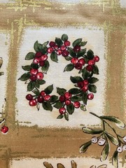 White Flowers Pine Cones Blocks on Tan Woodland Fabri-Quilt Fabric 1.8Y