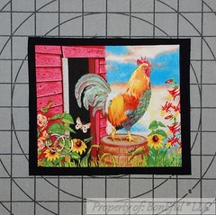 BonEful Fabric FQ Cotton Quilt VTG Applique Black Rooster Chicken Farm Sunflower