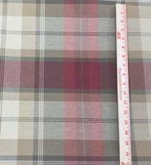 Large Scale Plaid Cotton Upholstery Fabric Tan Red Sage Green BTY #61