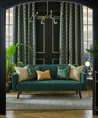 Chrysler Art Deco Soft Plush Velvet Fabric Curtain Upholstery Settee Cushion Use