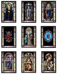 Religious Stained Glass A MULTI-SIZE SET Cotton Fabric Quilt Blocks