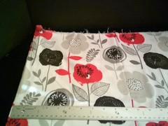 WASHED & IRONED Floral Red, Black & Gray on White FQ 18″ X 22″ Cotton Fabric