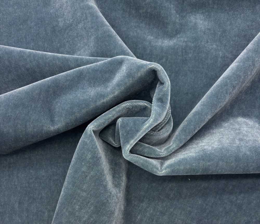 DESIGNER PLUSH MOHAIR SLATE GRAY BLUE VELVET WOOL MULTIUSE FABRIC BY YARD 55″W