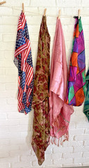 Scarf Lot Crafting Cutters DIY Sewing Vintage Fabric Mixed Materials Holes Stain