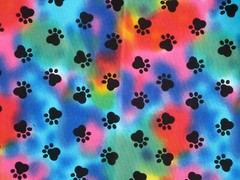 FAT QUARTER TIE DYE PAW PRINTS DOG PUPPY PAWS COLORFUL NOVELTY COTTON FABRIC FQ