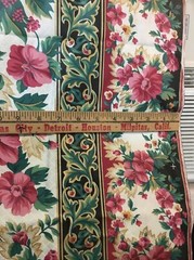 Pink Red Flowers White Background Border Cotton Fabric For Tablecloth Chintz 2 Y