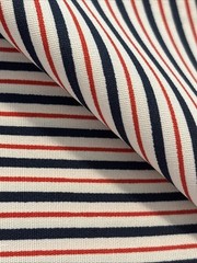 VTG Cotton Fabric Klopman Mills Red Blue White Stripe 2.5 yds x 44″ 1970s NEW