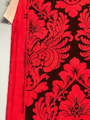 2.33 Yards Of Duchess Damask 100% Cotton Fabric 54” Wide Red Black