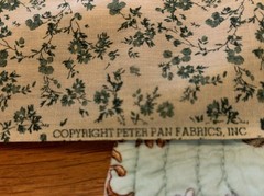 Vintage Peter Pan Fabrics Victorian Green On Beige Cotton 5 Yards x 45″rare