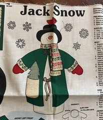 Jack Snow Snowman Cut Sew Fabric Craft Panel Cranston. New uncut