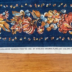 Atelier Vintage Navy Floral Fabric (1981) for Home Decor | 2 yards narrow width
