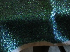 1.8 Yards Metallic Dark Green & Blue Woven Synthetic Fabric 38″ Wide Shiny