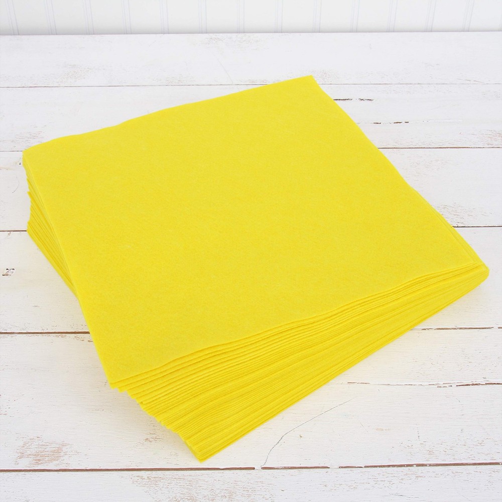 Threadart Yellow Premium Felt Sheets – 50 Pack, 12×12 1.2mm