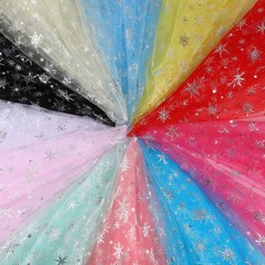 150cm x 90cm Snowflake Tulle Silver Decal Organza Mesh Cloth DIY Handmade Fabric