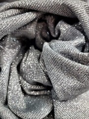 Black Spandex Fabric by the Yard – Silver Glitter Shine, Stretch for Prom Gowns