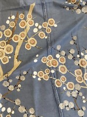 Vntg Interior Fabric Design Inc An Original Design 1981 Blue Tan Cherry Blossom