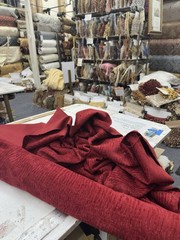 Upholstery Chenille Red Drapery home fabric the yard 57inch