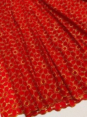 Red Gold Voile Lace- Gold Floral Lace- Sold by 5 Yards..