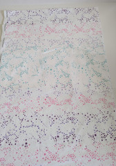 Pink Purple Turquoise Stars on White Cotton Flannel Fabric 2 yds