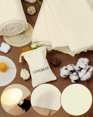 FIVEIZERO 100% Cotton Muslin Fabric by The 1 yard pre cut, Natural Unbleached