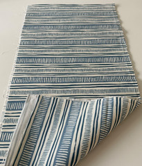 Titley & Marr Dash Stripe Blue Print Designer Fabric 14″W x 65″H Remnant, New