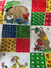 Rare Vintage 70s Winnie the Pooh Patchwork Fabric Tigger Eeyore 1 3/8 Yards ALCO