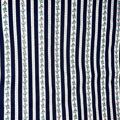 Vintage Fabric Traditions Navy Stripes Pink & Green Tiny Flowers 45” X 56”