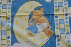 29″ x 44″, Teddy-Bear Baby-Theme on Blue Cotton Panel, SSI/Kylie Kreations,M6915