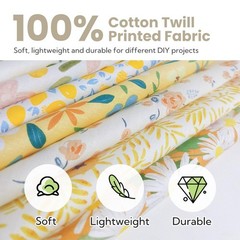 10 PCS 18×20 Inch Yellow Floral Fat Quarters Fabric Bundles Precut Cotton