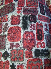 Vintage Red, Black & Gray Geometric RAYON Fabric 5 1/2 yds. X 44″ Wide