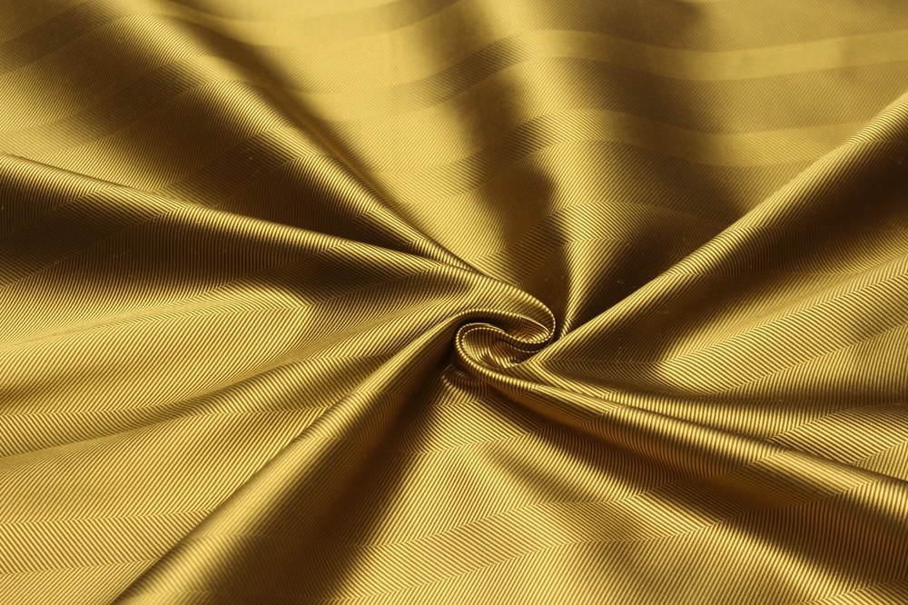 100%silk Gold Stripe Silk Fabric by the half of yard F354