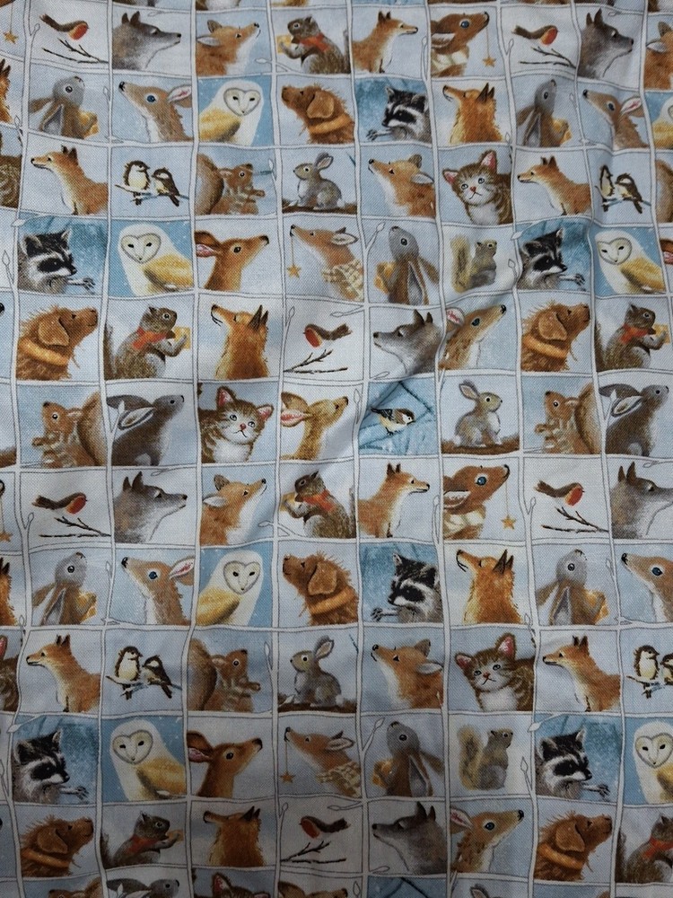 Quilting Treasures Fabric, Blue, Woodland Animals, 38″ X 24, Winter