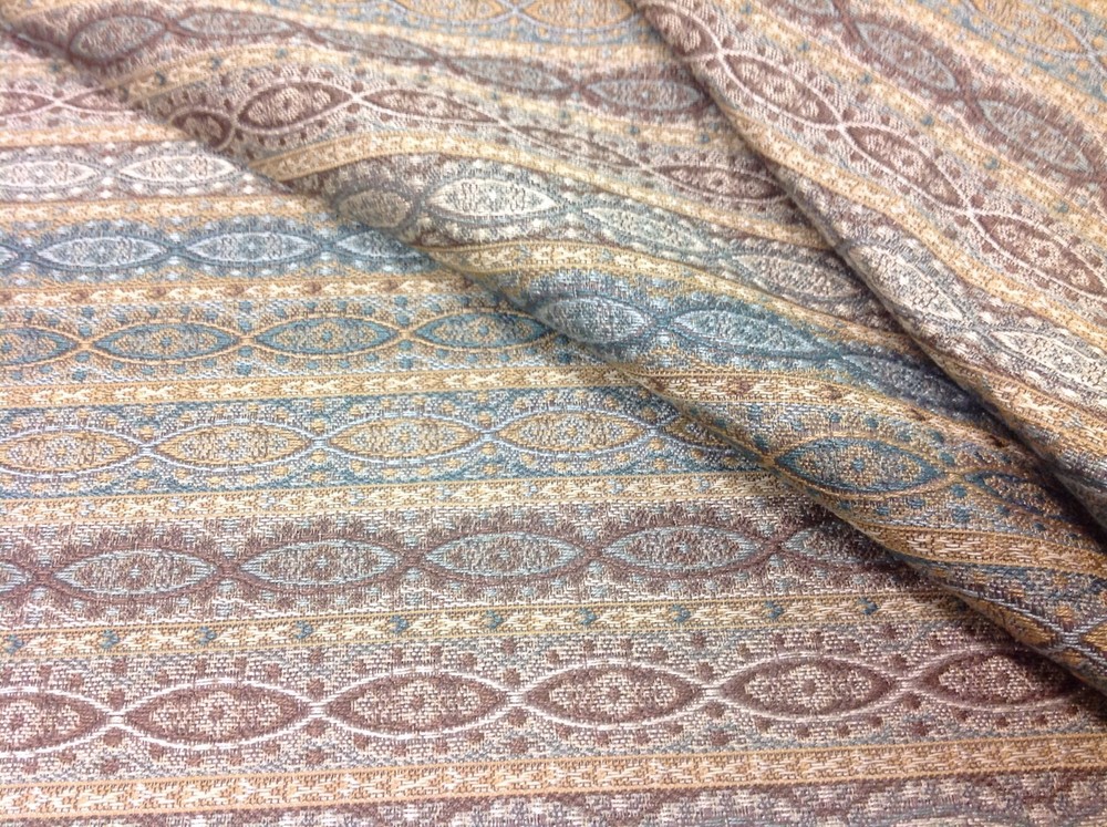 Kravet Blue Brown Modern Elliptical Stripe Upholstery Fabric-6.75 yd (28778-613)