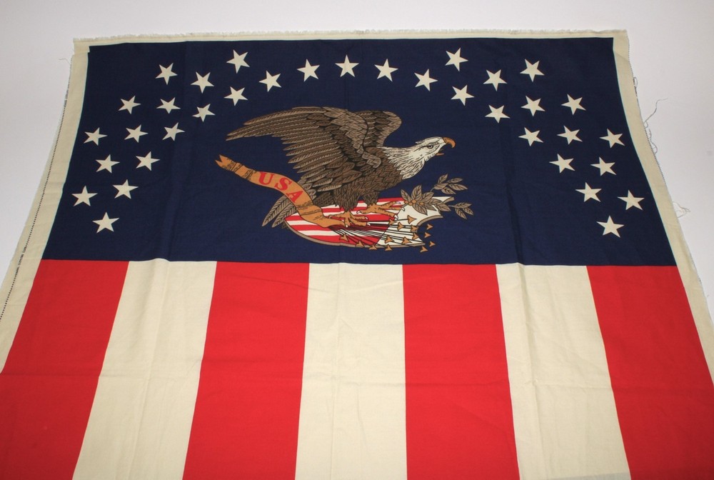 VTG 1991 Fabric Traditions Bald Eagle USA Flag Panel 34″x 46″ Banner Patriotic