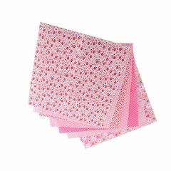 7-Pack 25x25cm Cotton Fabric DIY Assorted Pre-Cut Bedding Kit (Pink)