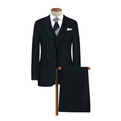 Bottle Green Herringbone Tweed Blazer Fabric 70% Wool Suiting Cloth by Meter