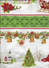 “Christmas Chimes” Border Print By the Yard